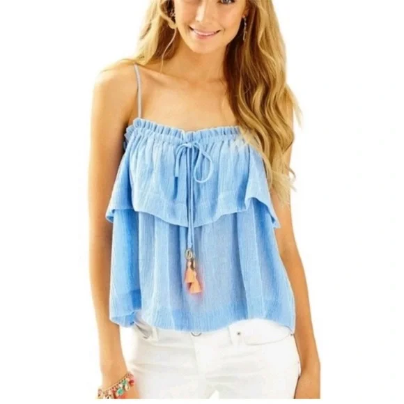 Lilly Pulitzer Mays Top Lapis Blue Size XL - Picture 1 of 8